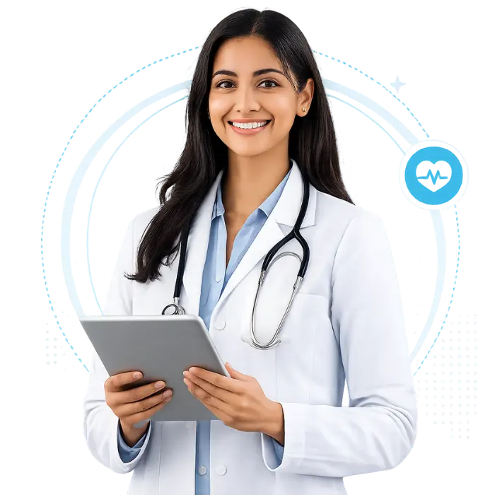 It is an image of female healthcare professional